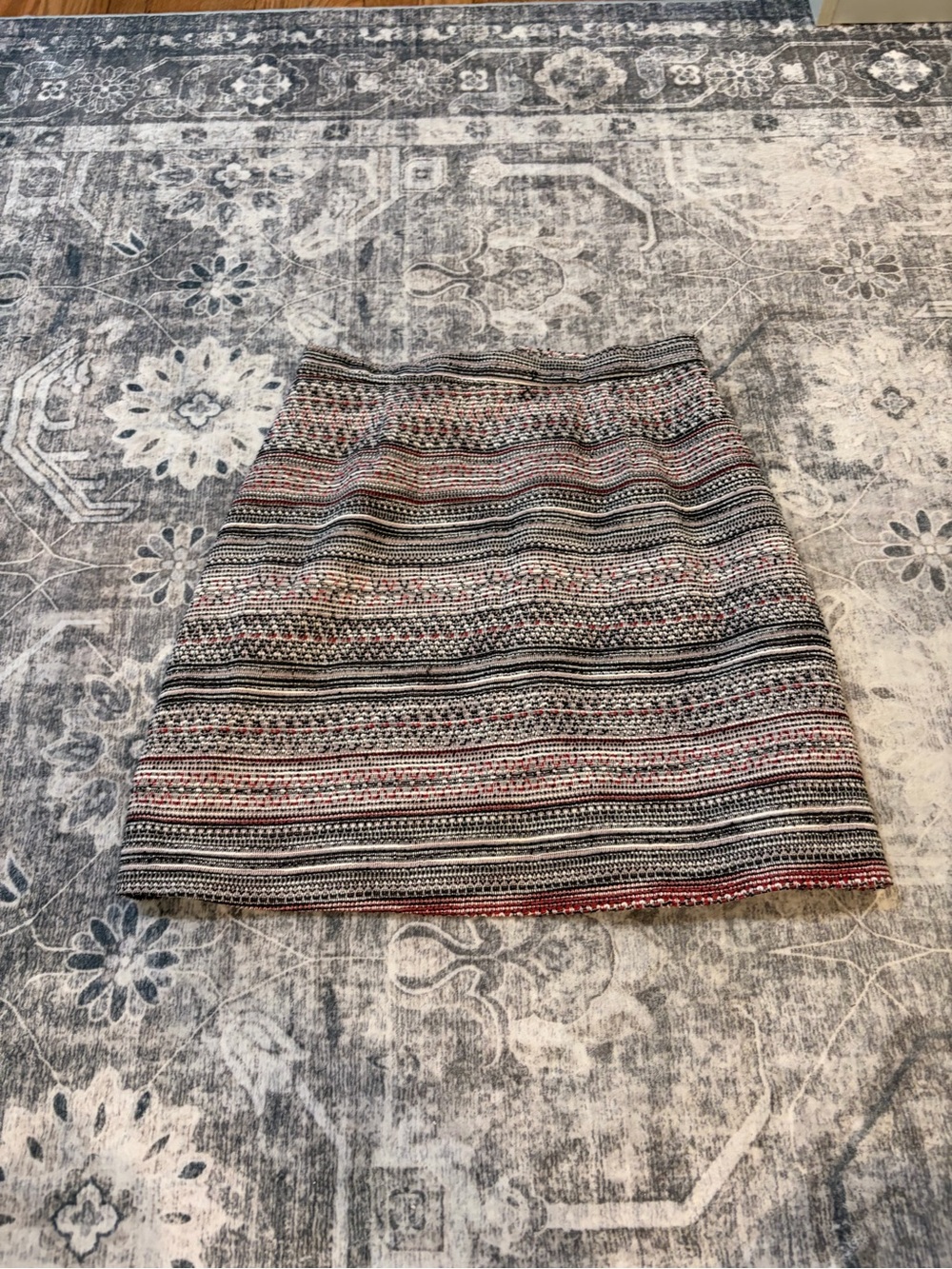 Saks Fifth Avenue Black, White and Pink Striped Knit Mini Skirt